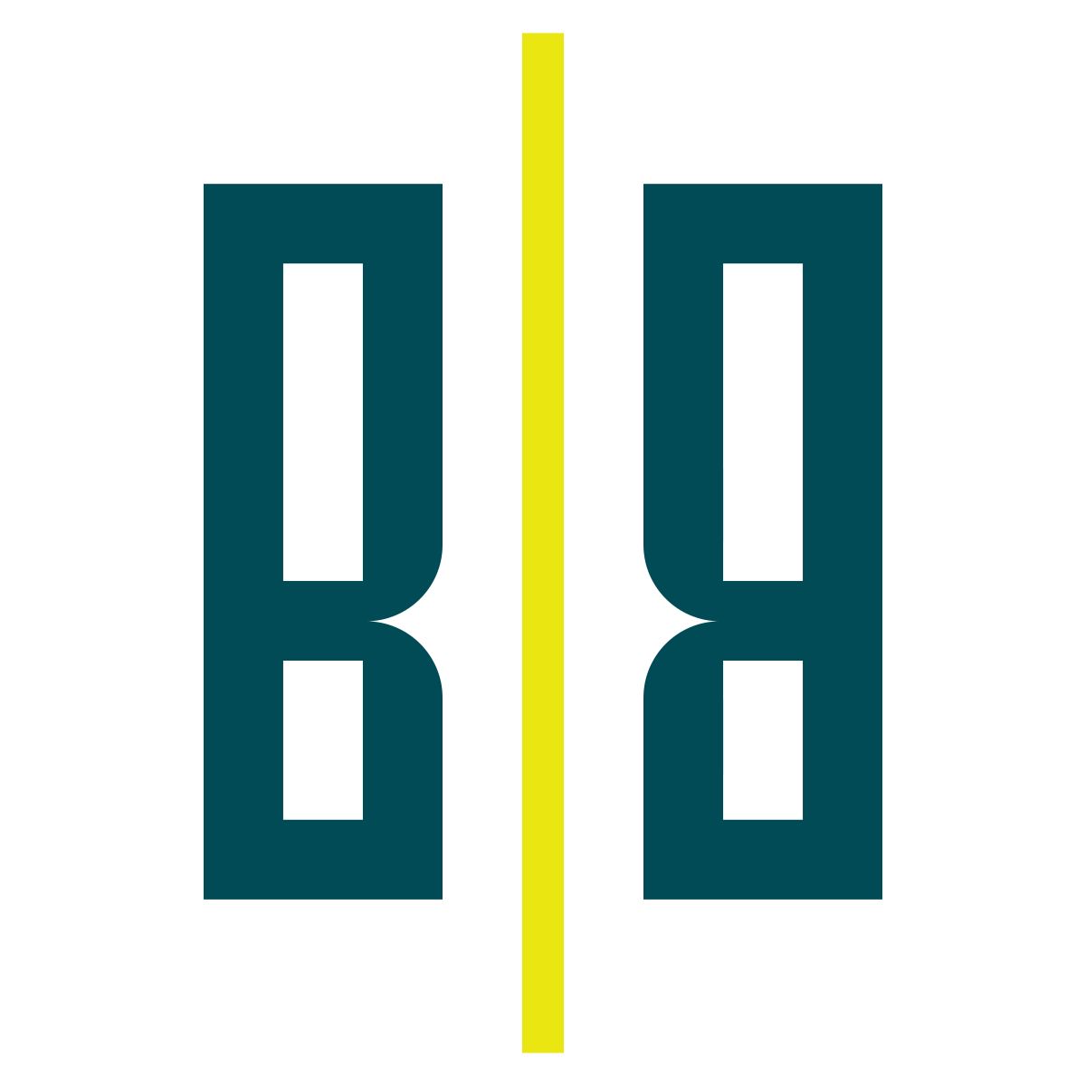 a black and yellow rectangle with the word bq in the middle of it